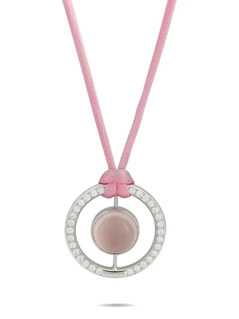 Bucherer 18K white gold diamond and rose quartz necklace Silver BU17103125
