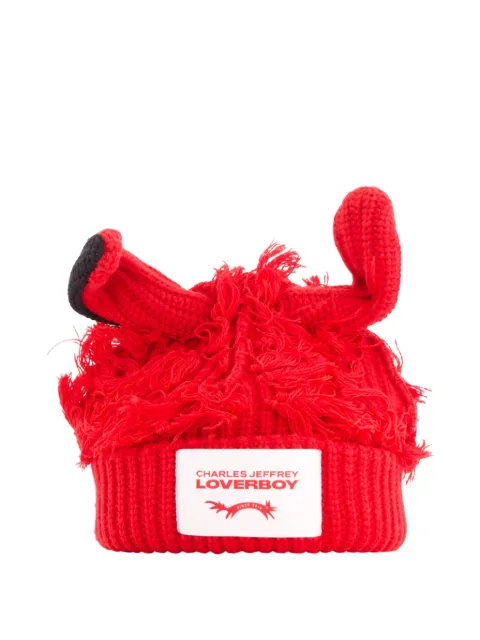 Charles Jeffrey Loverboy shaggy-ears ribbed hat Red 52132001