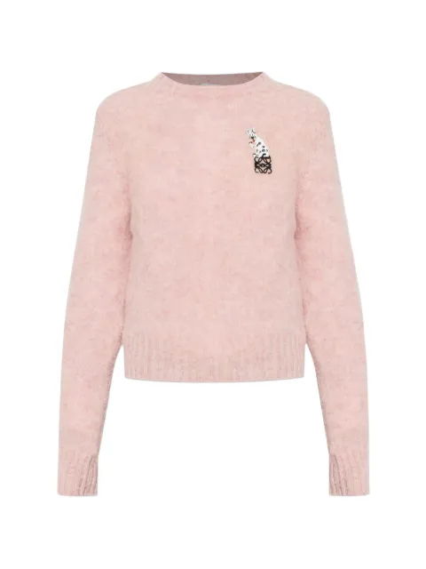 LOEWE appliqué crew-neck sweater Pink S359Y14KI9