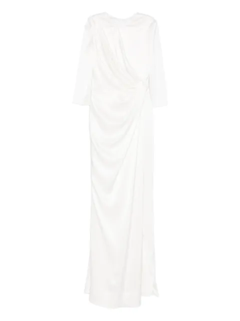 SILK LOVE & LACE Zina draped maxi dress White 15R15