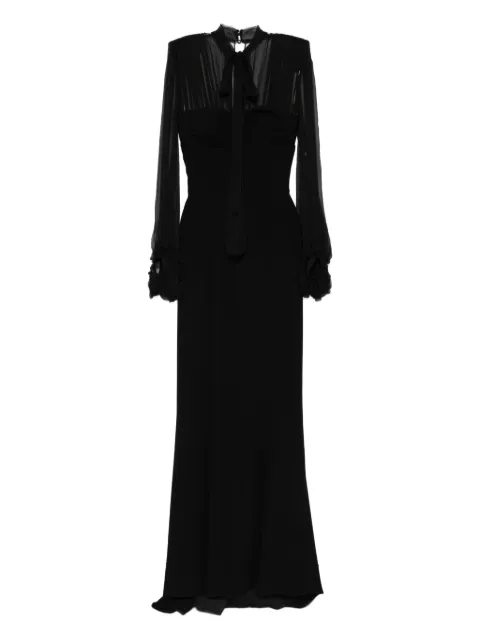 SILK LOVE & LACE Margot long-sleeve maxi dress Black 18R10