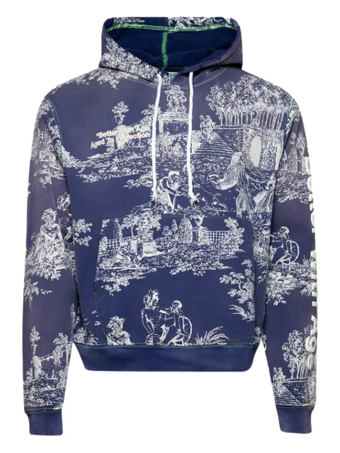 Better with Age Yeresa patterned hoodie Blue BWAHSTER