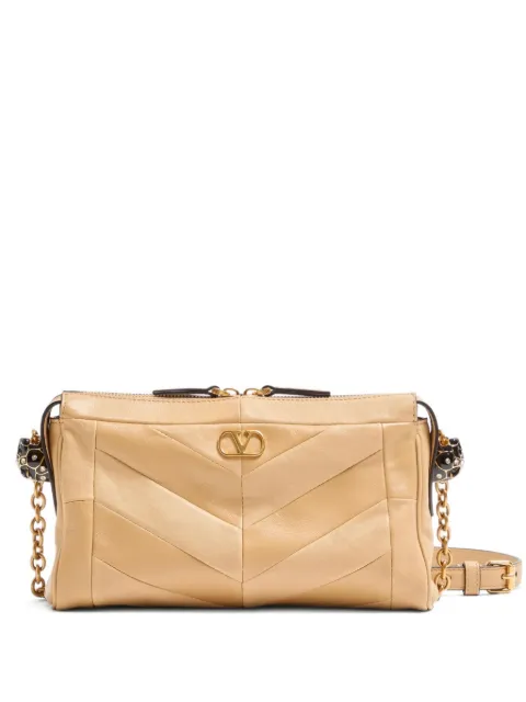 Valentino Garavani Panthea small shoulder bag in nappa leather with a chevron pattern Neutrals WB0S99UYF