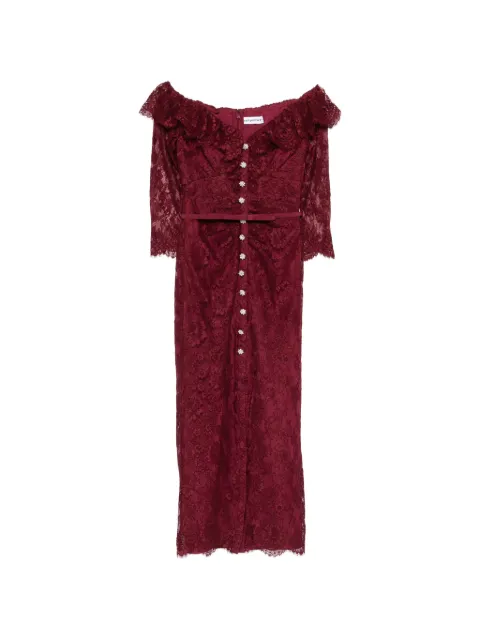 Self-Portrait lace button dress Red RS26188XB