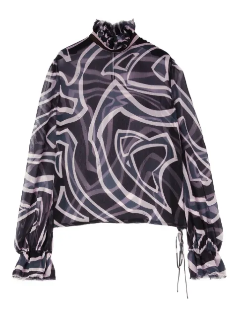 PUCCI Labirinto print blouse with balloon sleeves Black 5URM455U792