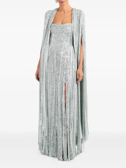 Ana Radu fringed-detailed maxi dress Silver 47630