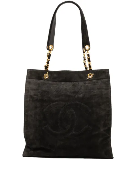 CHANEL Pre-Owned 1994-1996 CC Suede tote bag Black 14RK3TBYO4AB5YY6