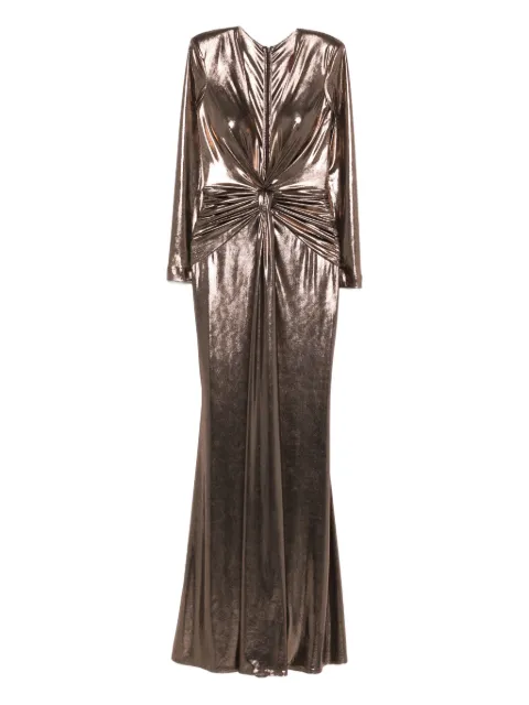CRISTALLINI Liora knot long-sleeve maxi dress Brown CA165