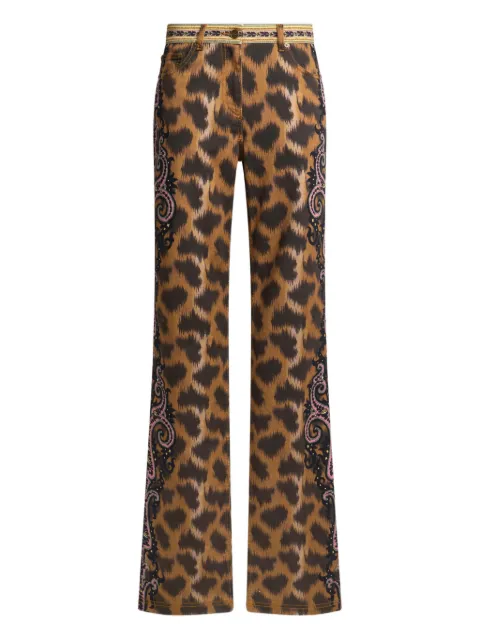 ETRO bootcut jeans in bull denim with animal motif Brown WRNB0026AKF05