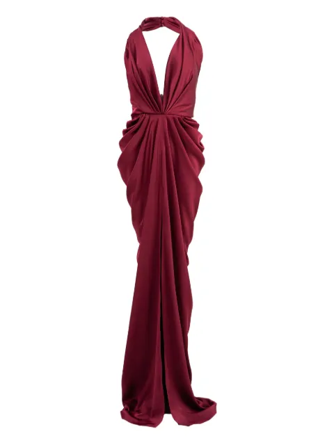Ana Radu draped halterneck maxi dress Red 47514