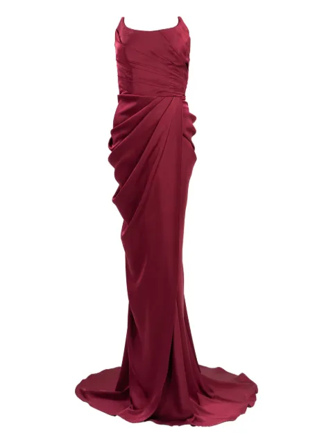 Ana Radu ruched side-slit maxi dress Red 35201