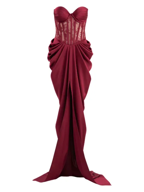 Ana Radu lace-detailed corset-style maxi dress Red 47594