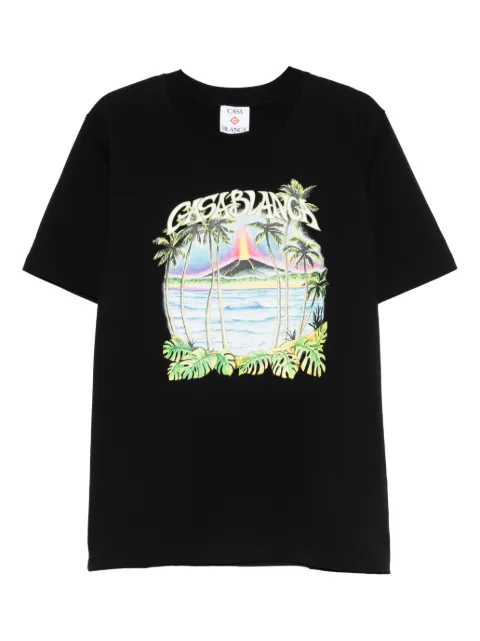 Casablanca Volcano palm-tree tropical print T-shirt Black MSP26JTS00121