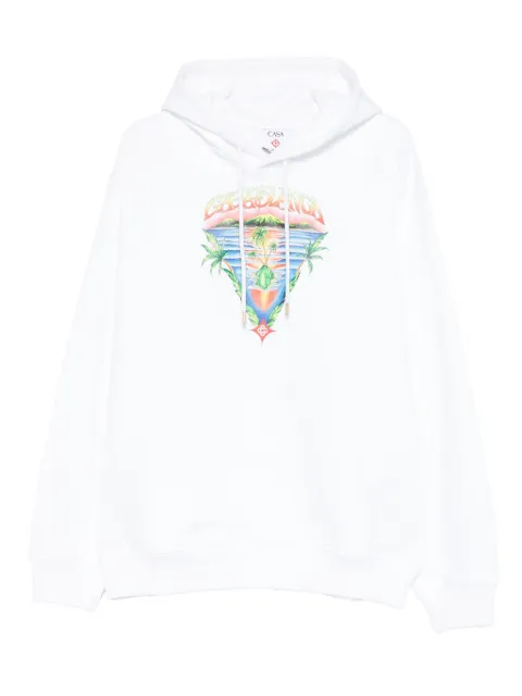 Casablanca graphic-print cotton hoodie White MSP26JTP29204