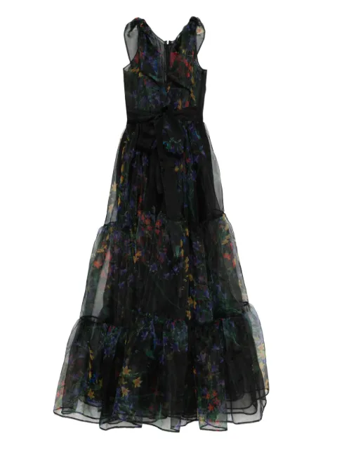 MIAU by Clara Rotescu Isla floral tiered maxi dress Black ISLA