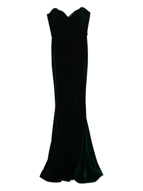 CRISTALLINI Enya sweetheart velvet maxi dress Green CA177