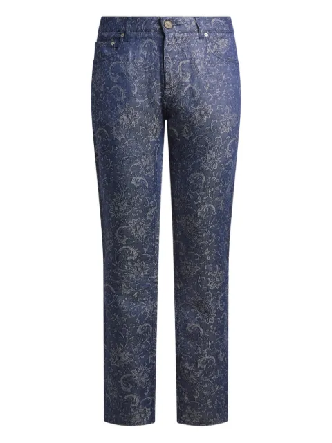 ETRO jacquard leafy paisley-motif jeans Blue MRNB000499TJ302