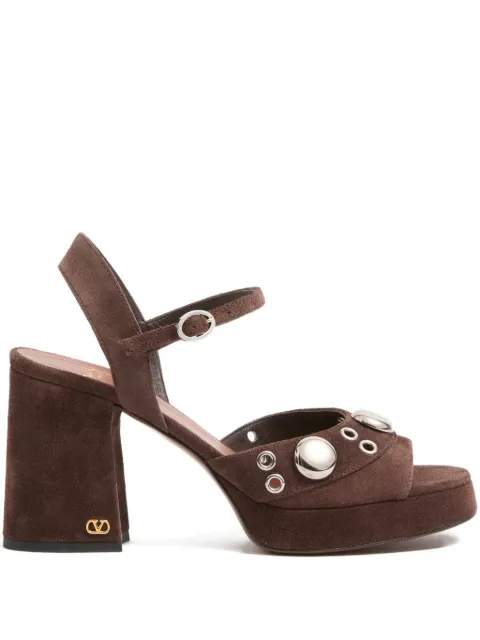 Valentino Garavani Nellcôte platform sandals in split leather 90mm Brown WS0NZ2YTB