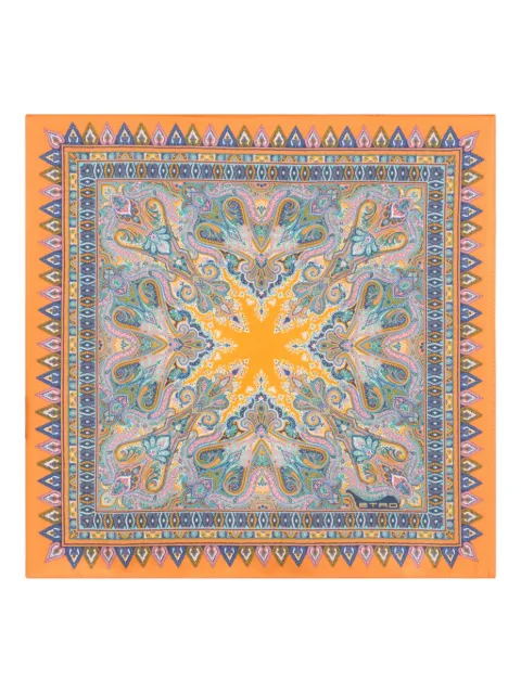 ETRO floral paisley silk pocket square Orange MAUA0004AKG94