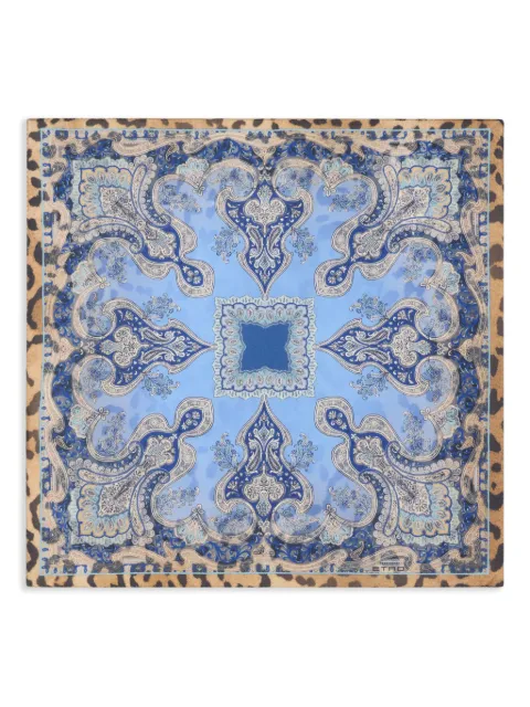 ETRO animal paisley-motif silk pocket square Blue MAUA0004AKG89