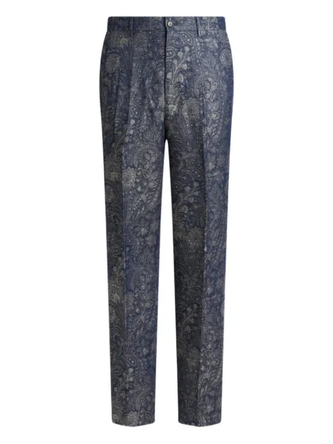 ETRO jacquard floral paisley-motif trousers Blue MRED001899TJ303