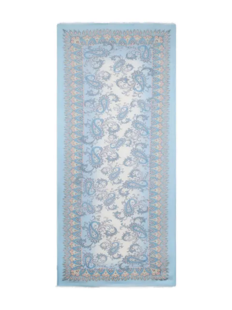 ETRO floral paisley linen-blend scarf Blue MATA0038AKG98