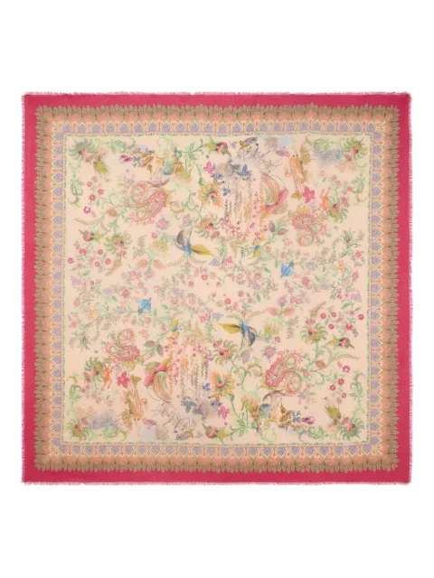 ETRO cashmere-blend shawl with flora and fauna motif Neutrals WAYA0001AKE33