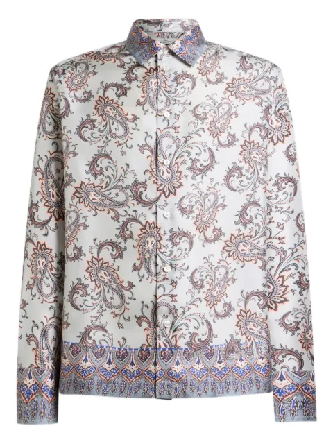 ETRO silk shirt with placed leafy Paisley print Grey MRIC007199SP4I1