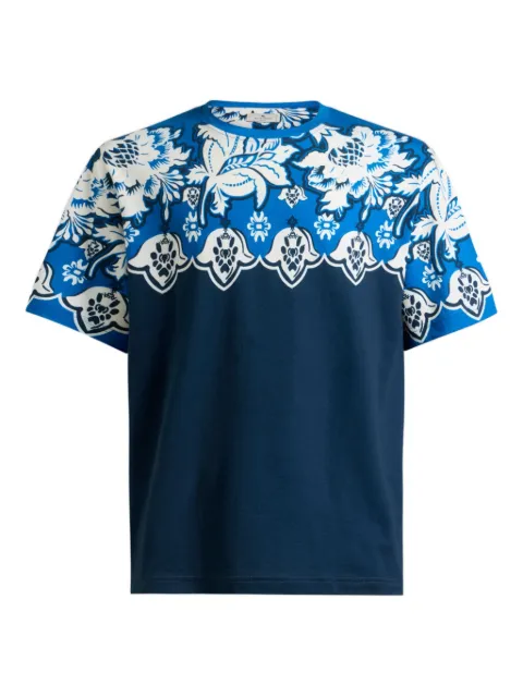 ETRO cotton T-shirt with placed floral print Blue MRMA0004AKG41