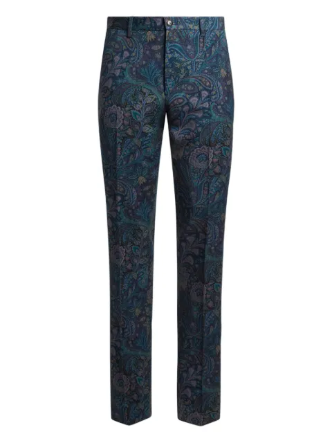 ETRO tailored floral-motif trousers Blue MREA000599SA215
