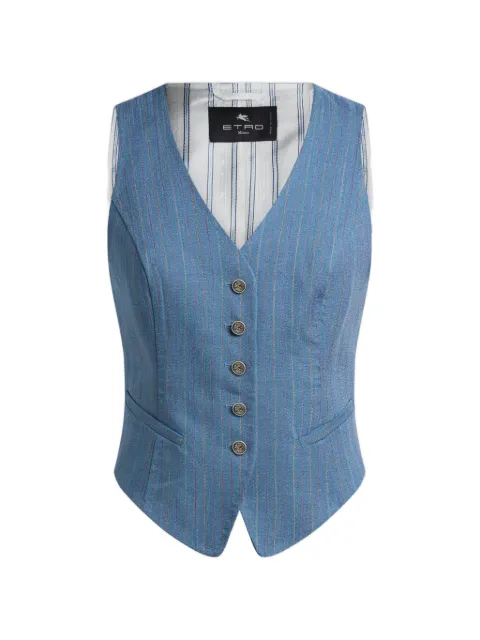 ETRO striped pegaso buttons waistcoat Blue WRDA000699TUCI3