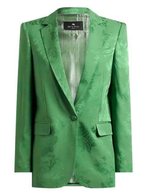 ETRO single-breasted floral-motif jacquard blazer Green WRCA004299TJDA0