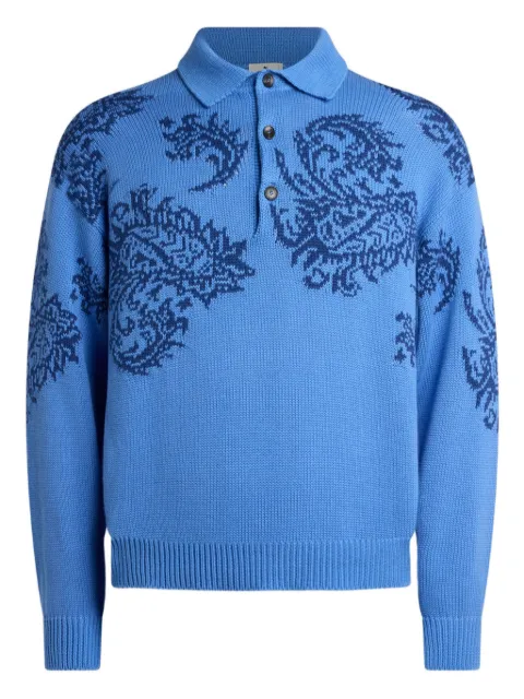 ETRO jacquard inlays polo sweater Blue MRKF0028AQ416