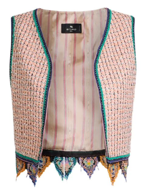 ETRO cropped tweed waistcoat Neutrals WRDA003199TJEI8