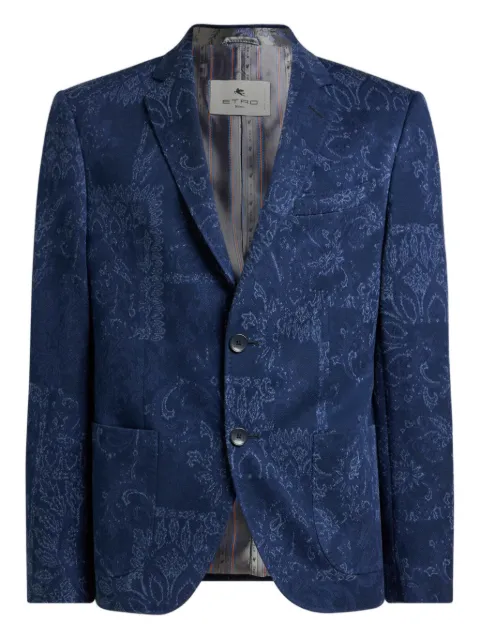 ETRO floral jacquard single-breasted jacket Blue MRCB000599JJ511