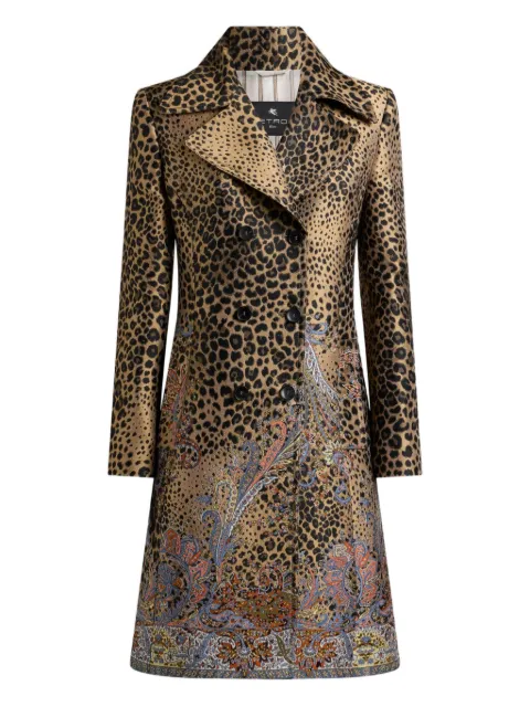 ETRO double-breasted jacquard coat Brown WRAA011099TJS79