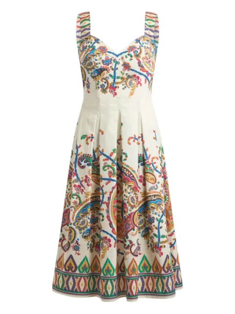 ETRO cotton midi dress with placed floral paisley print Neutrals WRHA025399SP5H9