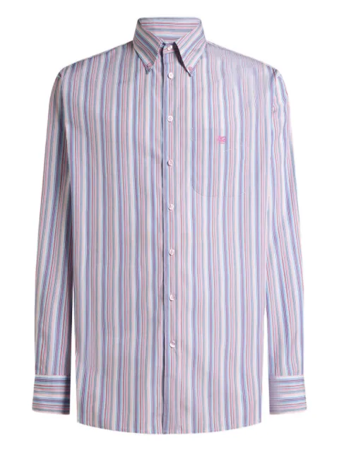 ETRO striped Pegaso-embroidered shirt Blue MRIB002999TR590