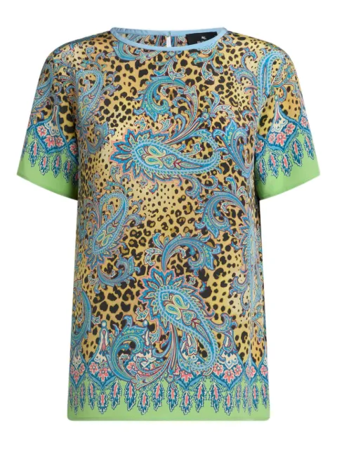ETRO paisley animal-motif silk top Yellow WRJA0025AKG70