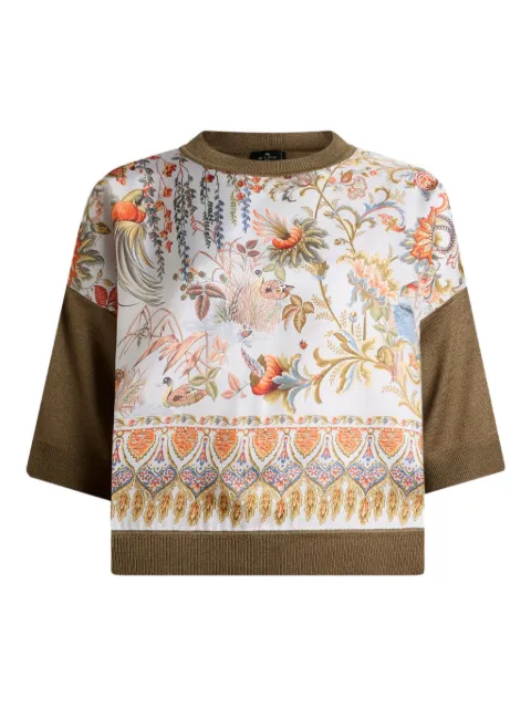 ETRO floral-print inserted knit top Brown WRKE0060AV868