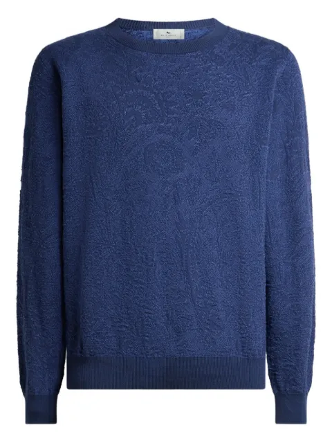 ETRO floral paisley-motif cotton sweater Blue MRKF0096AQ421