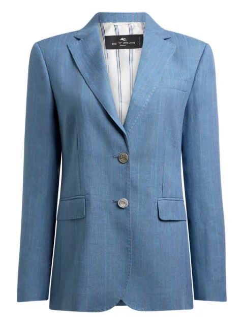 ETRO Pegaso-buttons striped single-breasted blazer Blue WRCA003499TUCI3