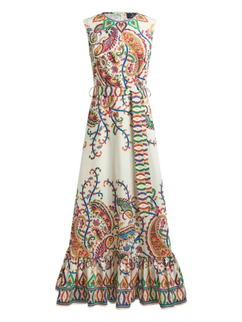 ETRO long cotton dress with placed floral Paisley print White WRHA055699SP5I3