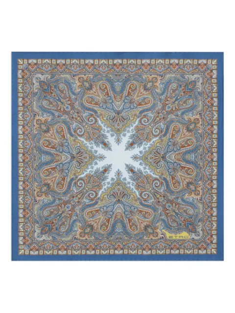 ETRO floral paisley silk pocket square Blue MAUA0004AKH52