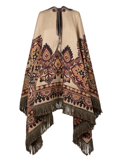 ETRO wool-blend jacquard cape with floral Paisley motif Neutrals WRBD0030AQ369