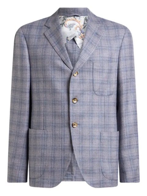 ETRO checked single-breasted blazer Blue MRCA007099TUAK3
