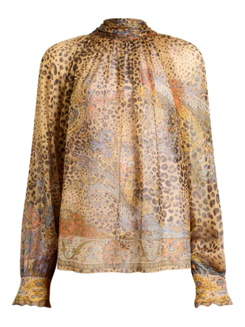 ETRO scarf paisley animal silk top Neutrals WRJA0157AKH77
