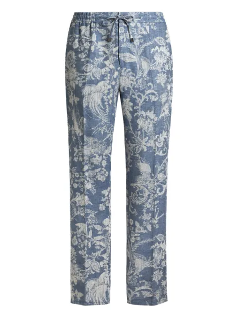 ETRO jacquard floral trousers Blue MRED000699TJ5E4