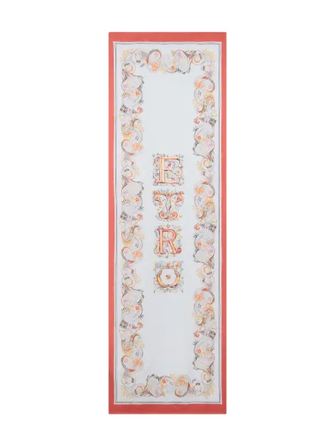 ETRO silk scarf with logo and floral-paisley motif White WATA0005AKE59