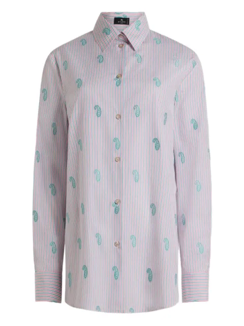 ETRO paisley-embroidered striped shirt Green WRIA001399TJ5D9